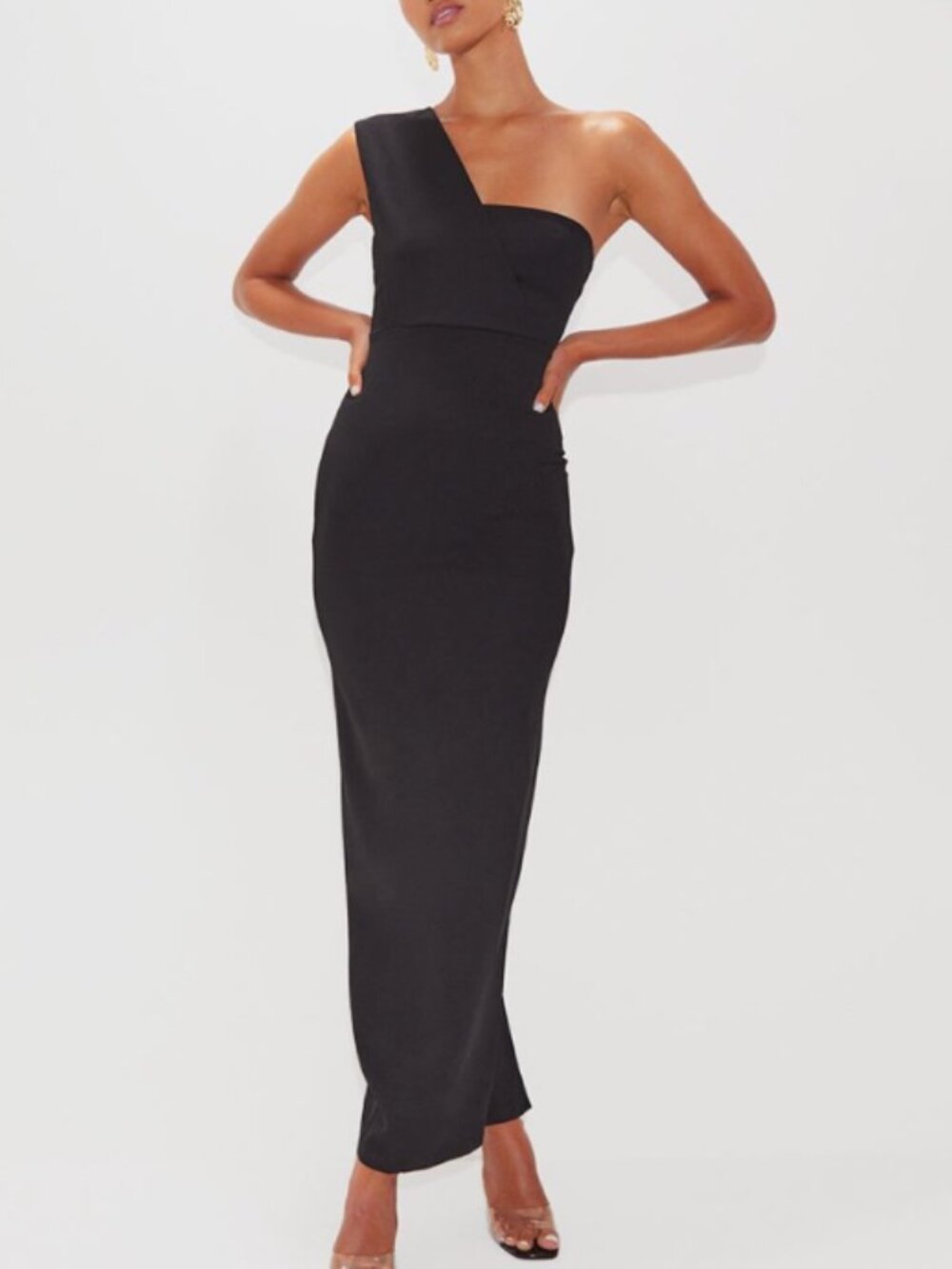 Pretty Little Thing Black One-Shoulder Maxi Dress